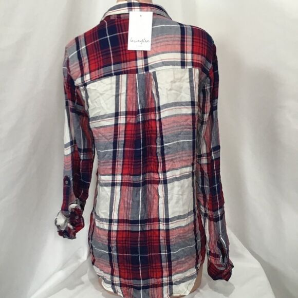 Love, Fire Plaid Button Down Shirt In Red (C15) - Picture 3 of 7